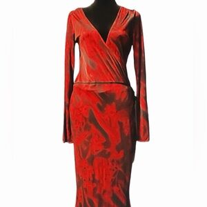EUC Boss by Hugo Boss Red/Black Wrap Floral calf-length dress